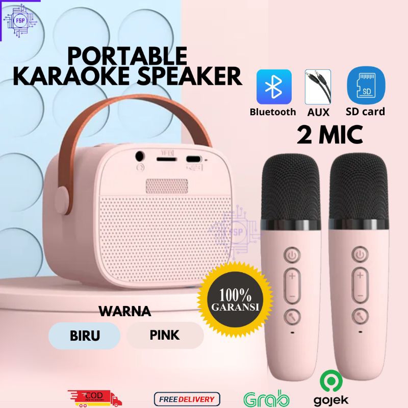 [NEW 2025] Mini Speaker Cipung Bluetooth 2 Mic Karoke SET Lengkap ORI Speaker Bluetooth Dua Mic