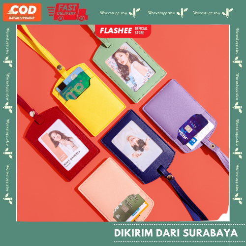 

ID Card Kancing Name Tag Kancing ID Holder Card Kancing Kulit Lanyard Termurah PU Leather