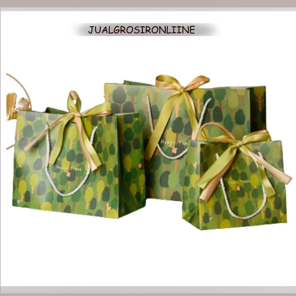 

Paper Bag Premium Glossy Hijau Tree Goodie Bag Sovenir Tas Gift Bag Pesta