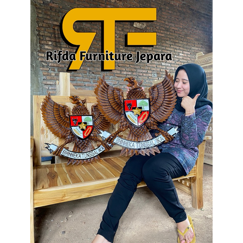 REAL PICT  Burung Garuda Ukir Jati Jepara / Burung Garuda Indonesia Kayu Jati / Ukir Garuda Indonesi