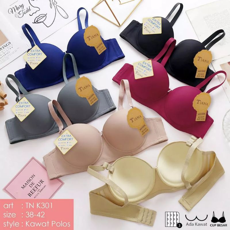 RB K301 Bra kawat tiana cup B /cup Besar kancing 3 Cup setengah ukuran 38.40.42
