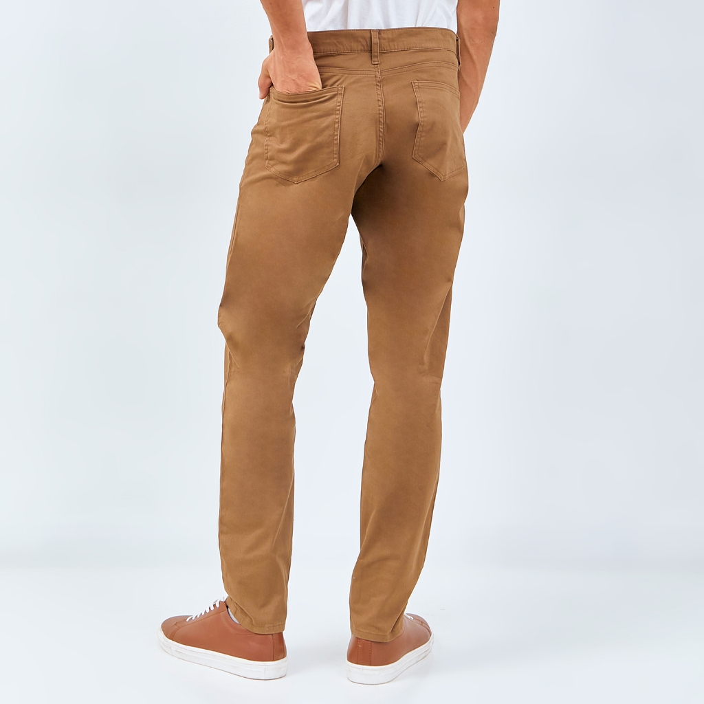 M231 Celana Panjang Pria Chino Pants Slim Fit Stretch Dark Brown 0065D