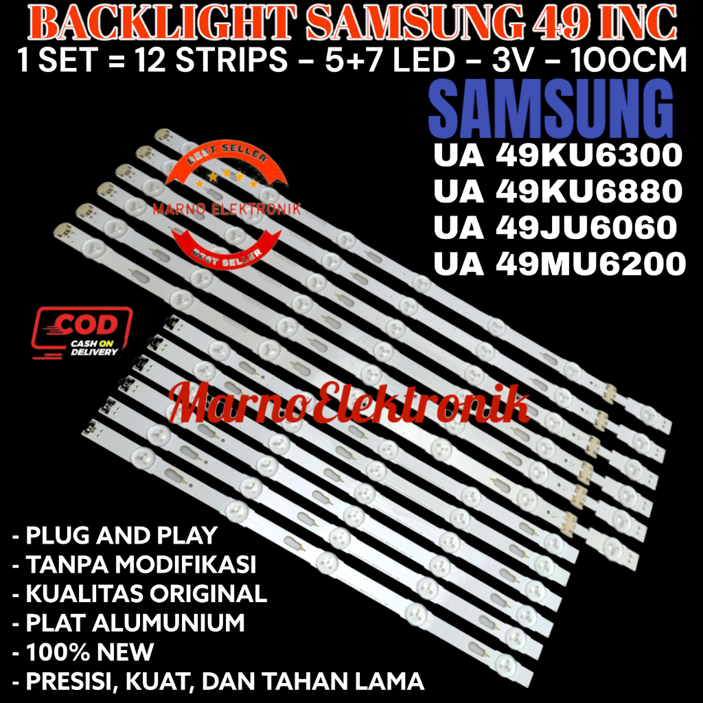 BACKLIGHT TV LED SAMSUNG 49 INC UA 49KU6300 49KU6880 49JU6060 49MU6200 5+7 LED UA49KU6300 UA49KU6880