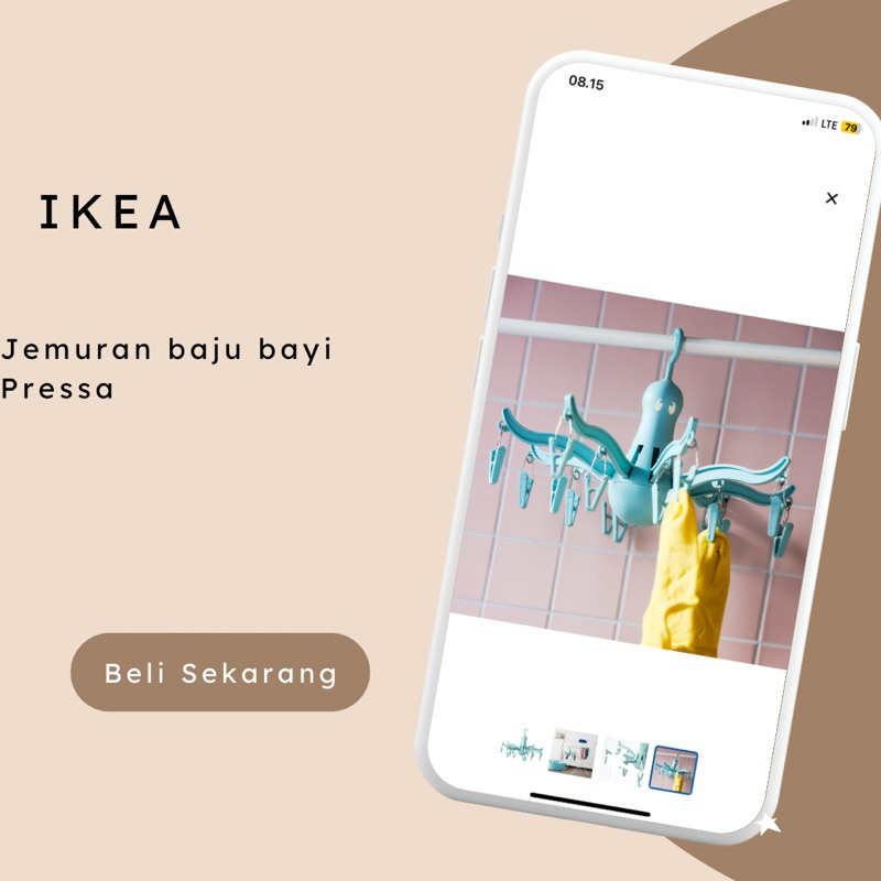 Jemuran baju dengan 16 penjepit baju jemuran baju bayi Pressa