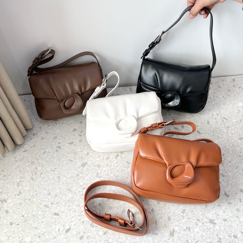 Tas ck selempang bahu hitam putih coklat