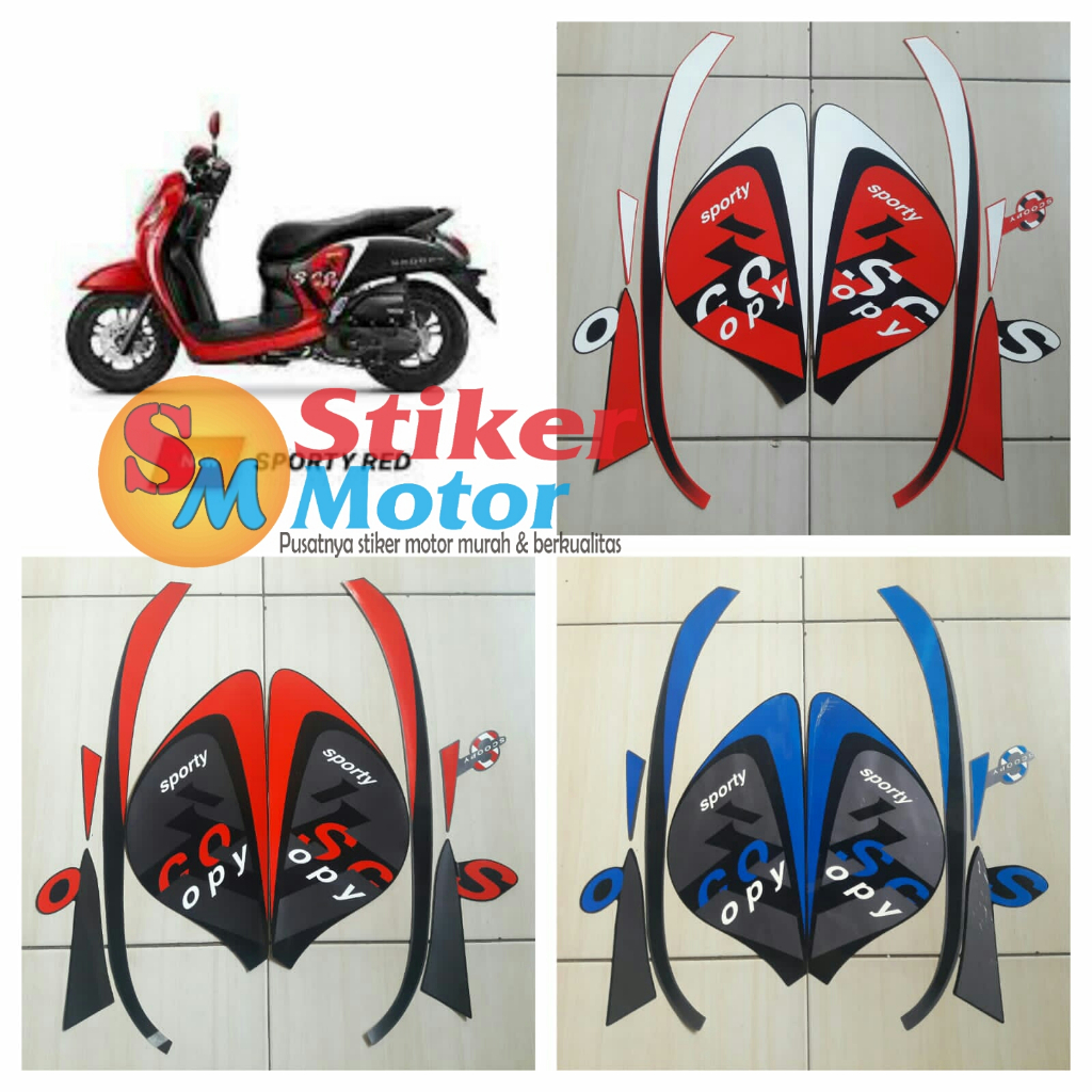 STICKER STRIPING LIS LES BODY MOTOR SCOOPY SPORTY 2021 FULL HITAM