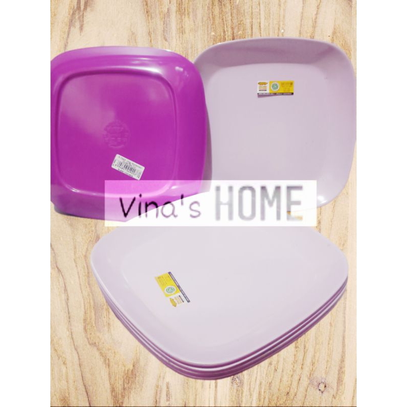 Piring kotak melamin 7in ungu kombinasi  - P75A3 - Golden Dragon melamine
