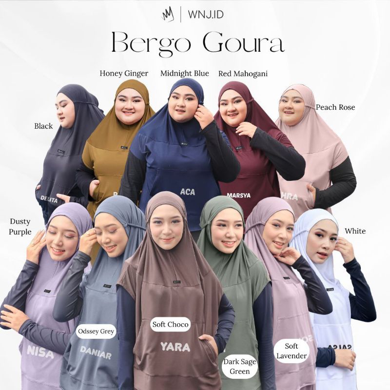 [ BERGO GOURA ] By WNJ bergo olahraga  outfit olahrga muslimah  bergo cantik buat olahraga  toko Hij