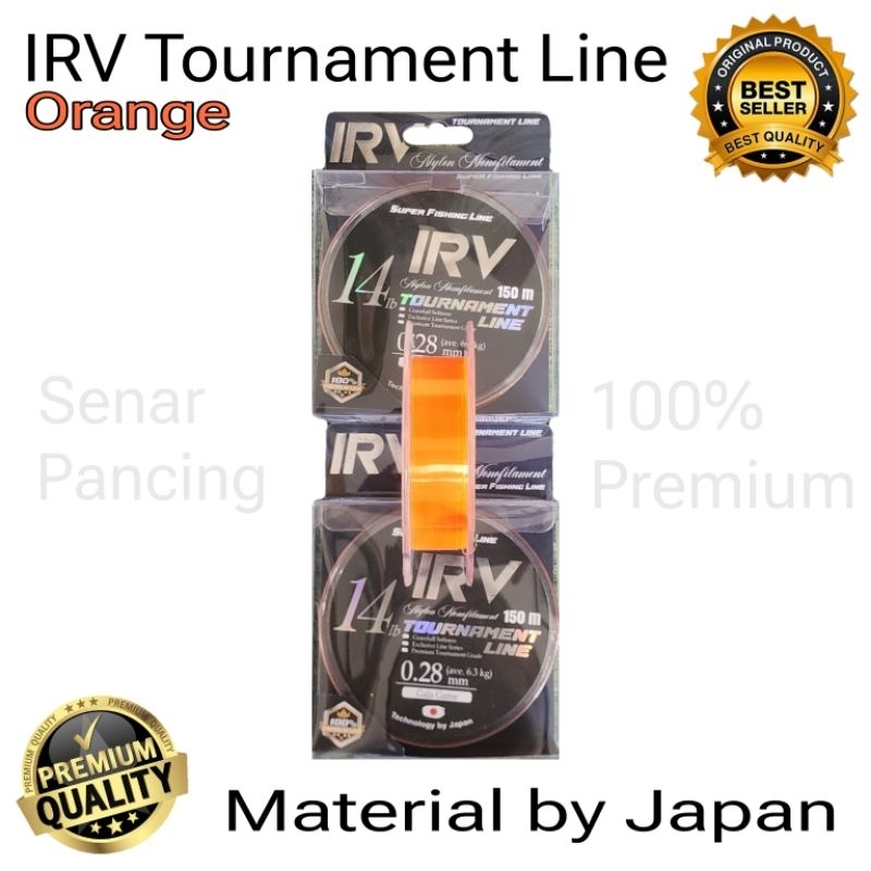 Senar Pancing IRV Tournament Line Orange Ukuran 0.22 - 0.30 / 150m. Irvan Ikan Channel