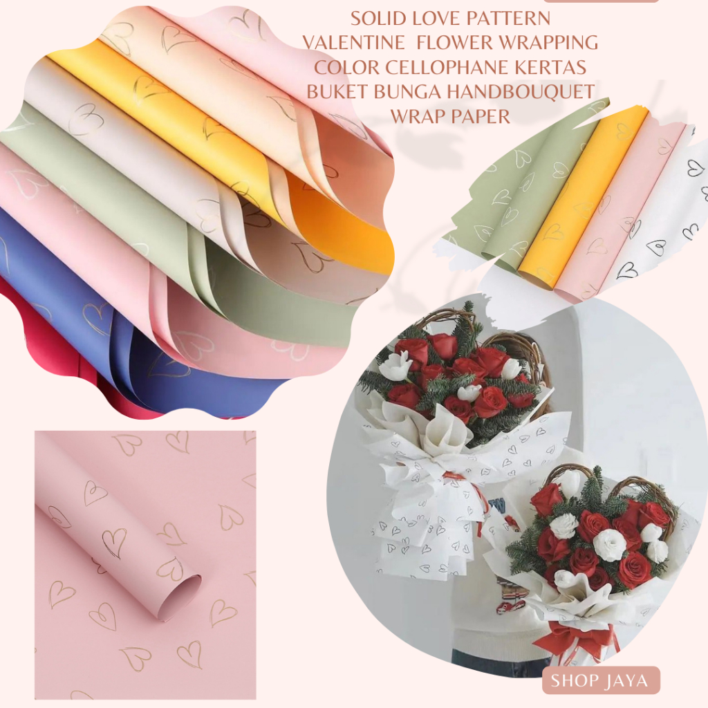 

( 5 LEMBAR) SOLID LOVE PATTERN FLOWER WRAPPING COLOR CELLOPHANE KERTAS BUKET BUNGA HANDBOUQUET WRAP PAPER