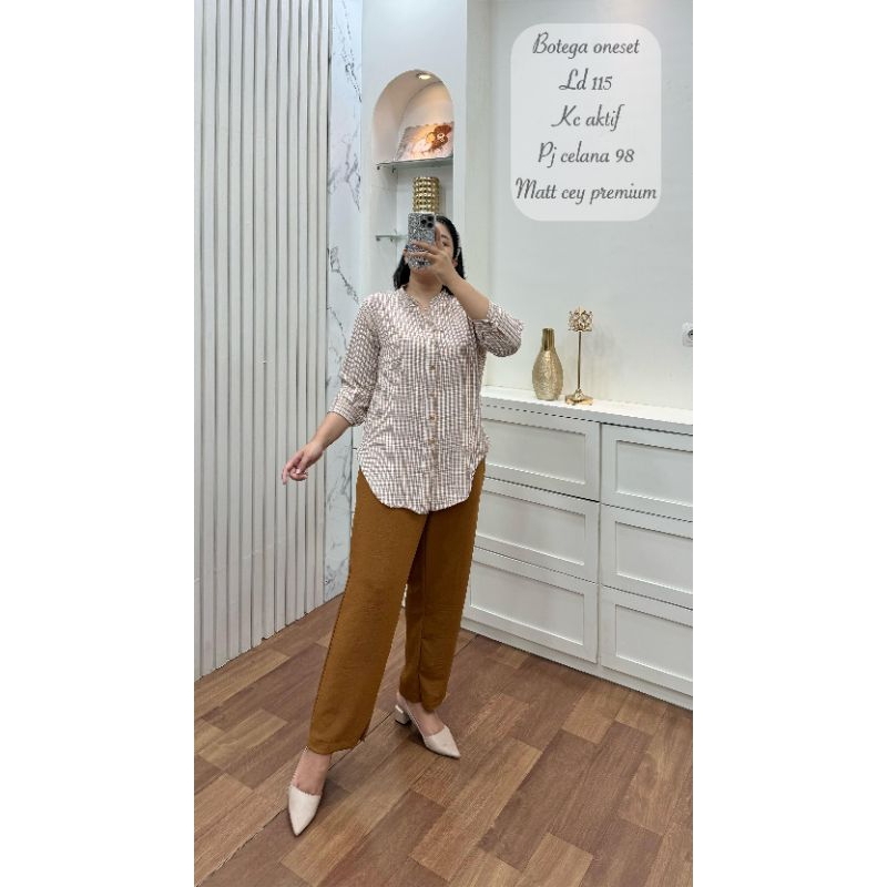 Setelan Wanita Crinkle Kotak Annisa  Oneset Terbaru Motif  Setelan Celana Jumbo