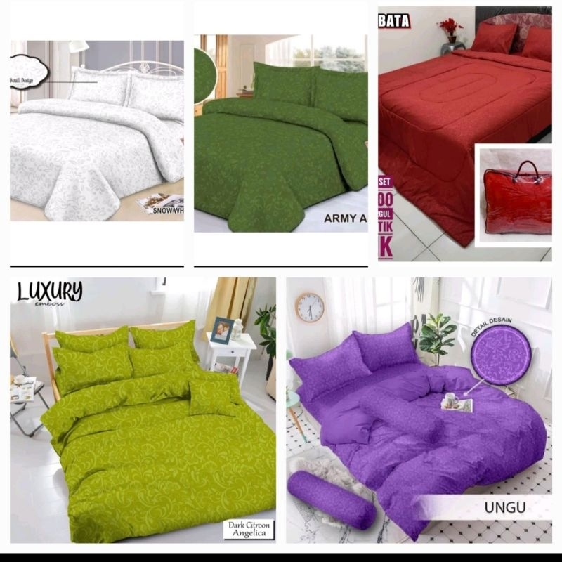 Bed cover embos fullset tinggi sprei 30cm