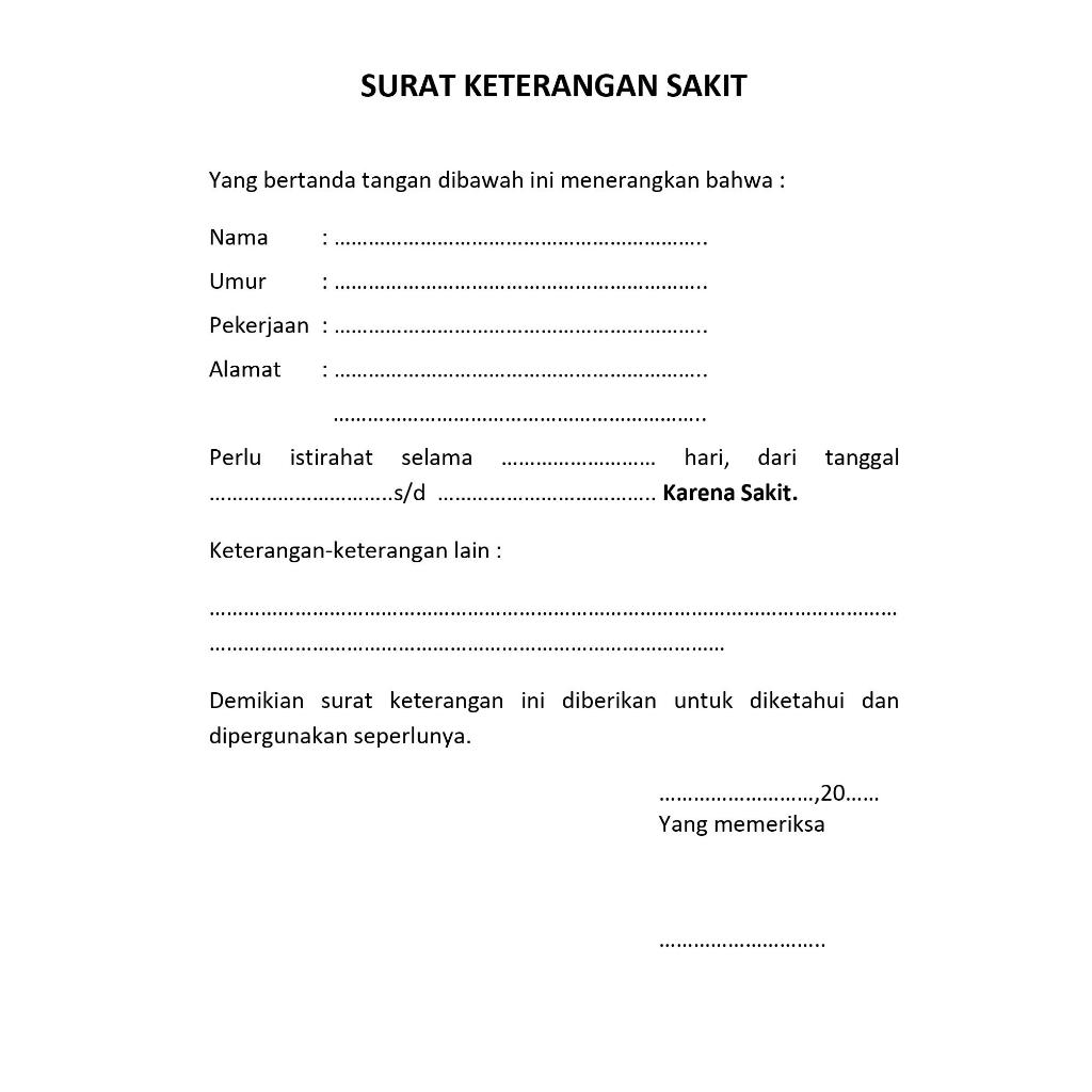 Blangko Buku Surat Ket. Sakit 1 Ply