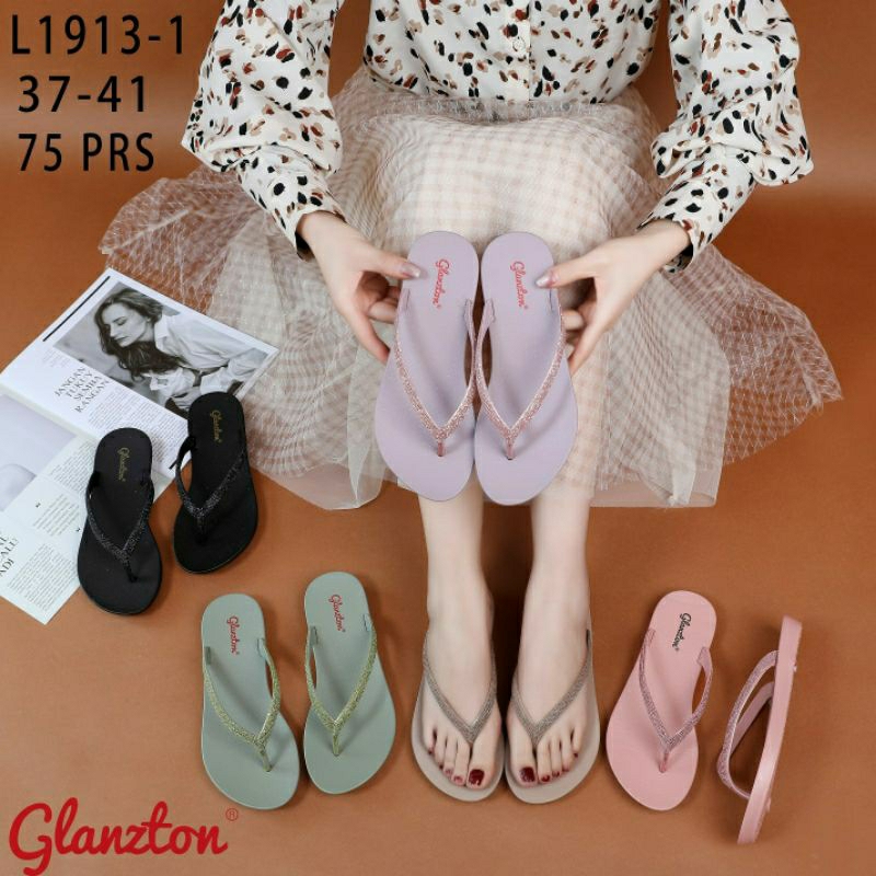 Sandal jepit wanita tali Glitter by Glanzton L 1913