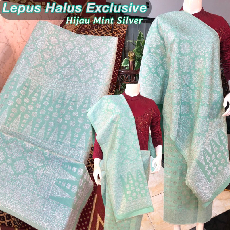 Songket Lepus Halus Exclusive Gebeng ORI warna Hijau mint silver /songket tenun asli palembang /ilha