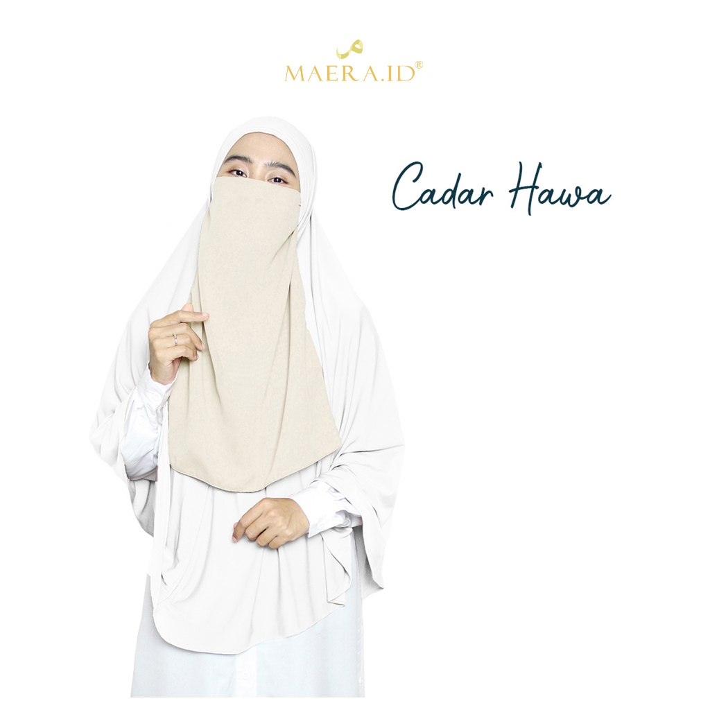 Niqab Cadar Karet atau Tali 2 Layer Sifon Silk Jetblack Premium HAWA By Maera
