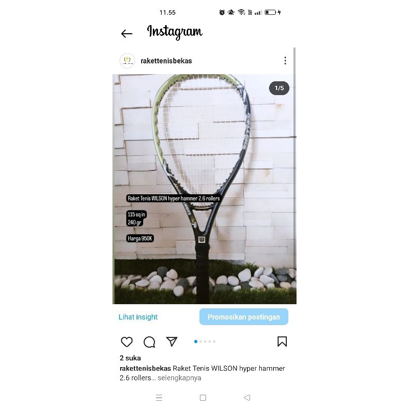 raket tenis wilson hyper hammer 2.6 rollers