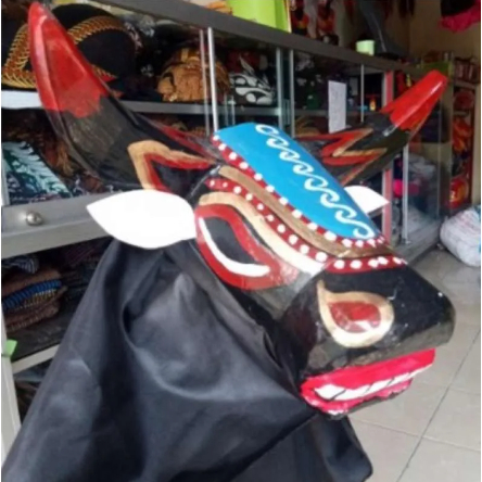 Mainan bantengan kayu Banteng sapi Mainan barongan Bantengan Anak