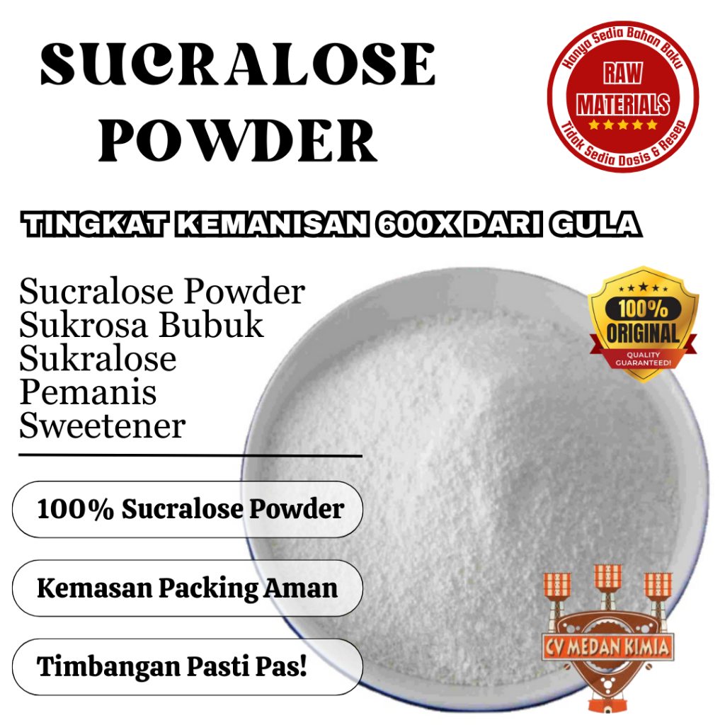 

Sucralose Powder 100gram Sukralosa Sweetener Pemanis Bubuk Sukrosa Pengganti Gula 100 gram