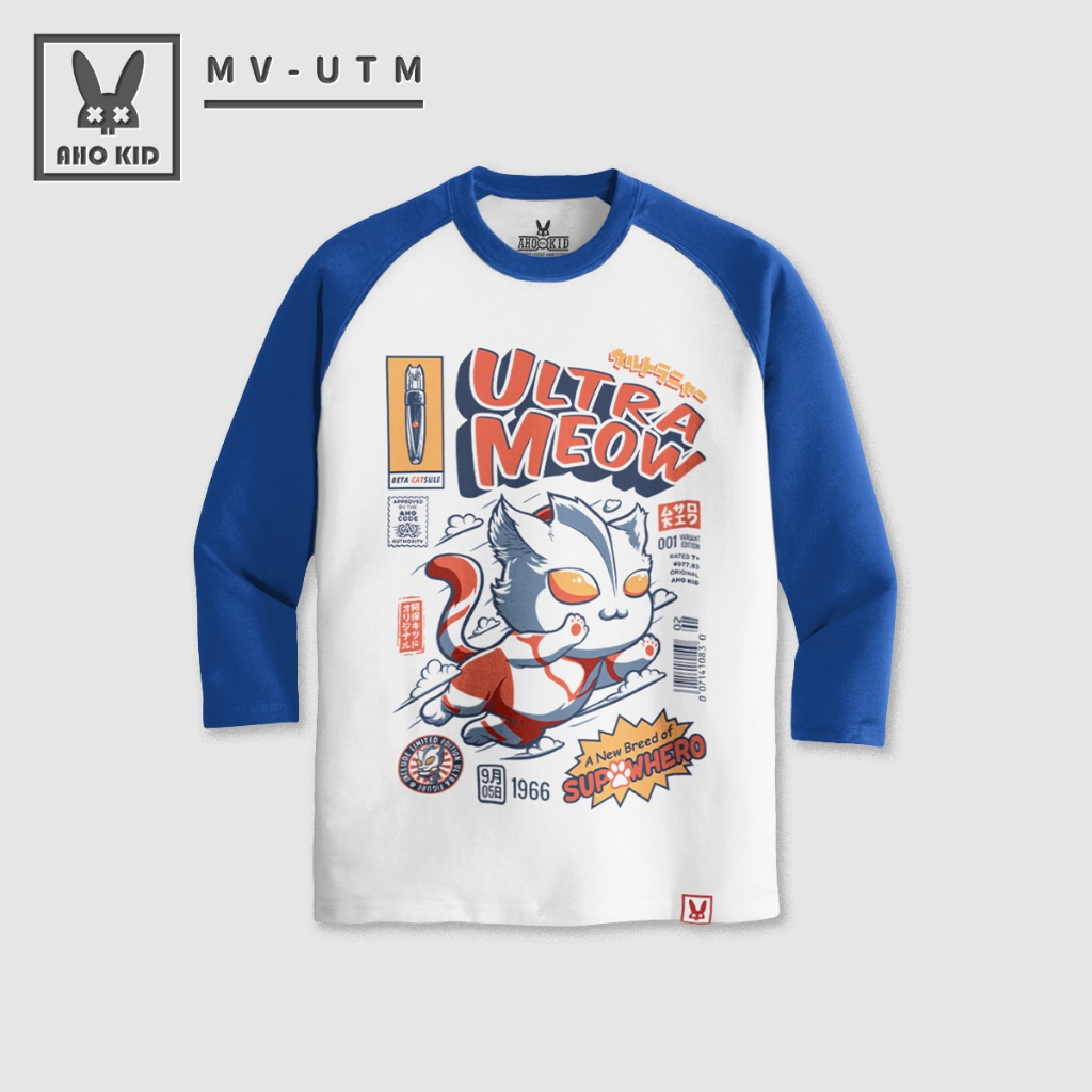 Aho Kid Original | Kaos Distro Ultraman X Cat - Ultrameow - Raglan