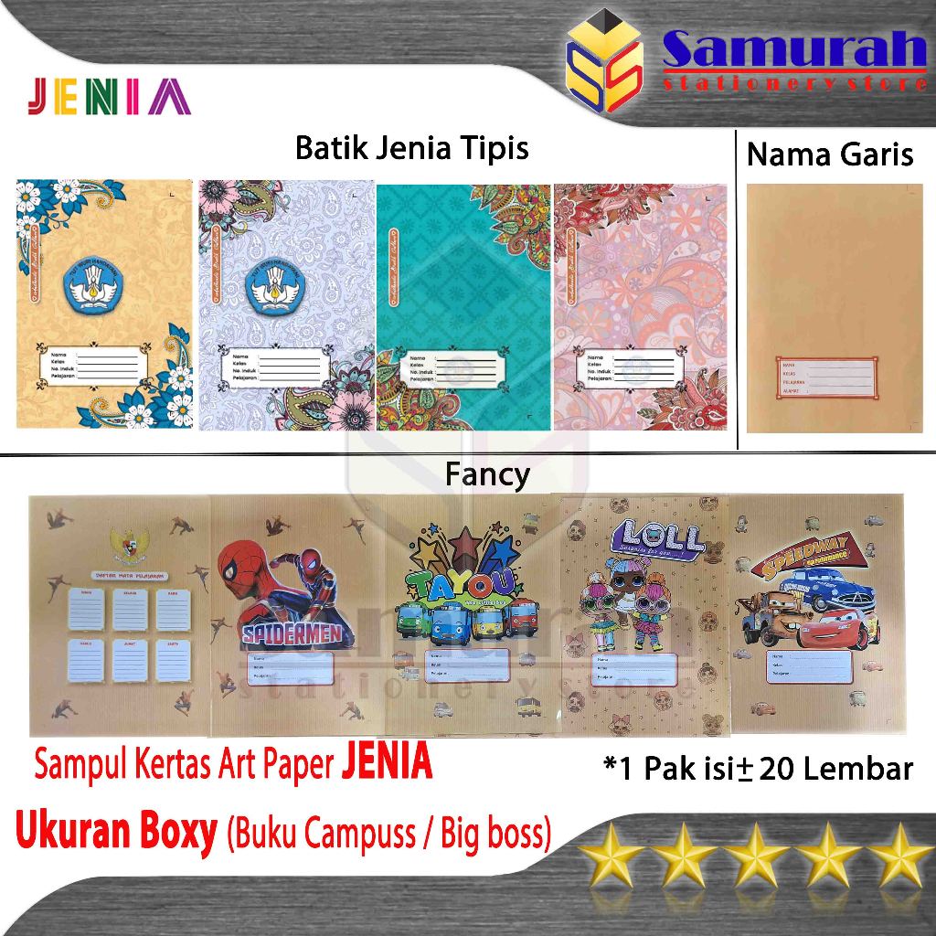 

Sampul Kertas Buku Tulis Boxy Art Paper Motif Batik / Fancy / Buku Big Boss Campuss / anak TK SD SMP