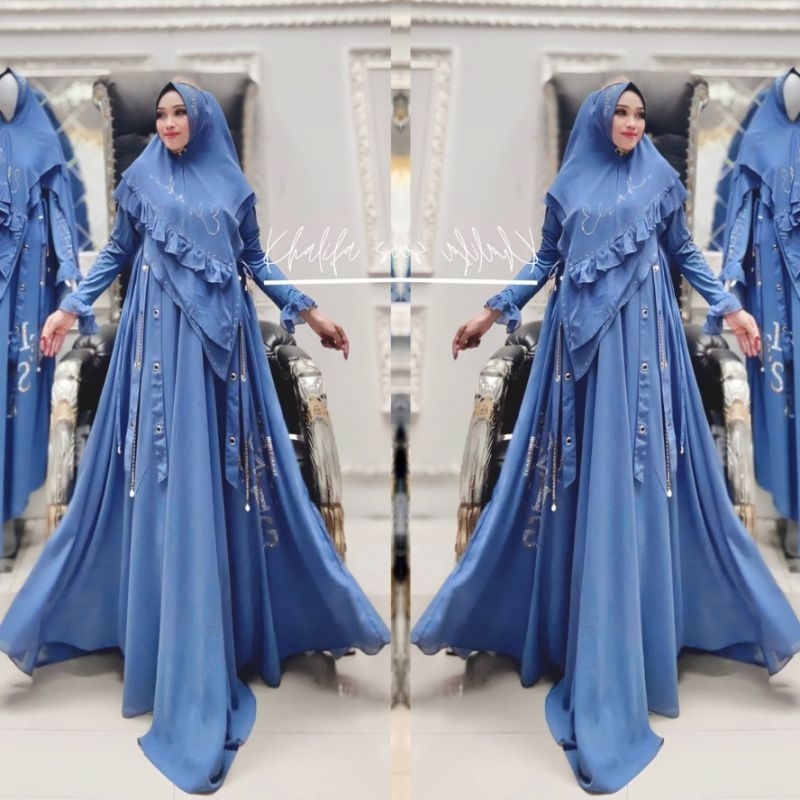 Mikayllaa El Hanan COD LD100-120 PB140 Busui Set Khimar Gamis Pesta Mewah Elegan Gamis Jumbo LD120 B