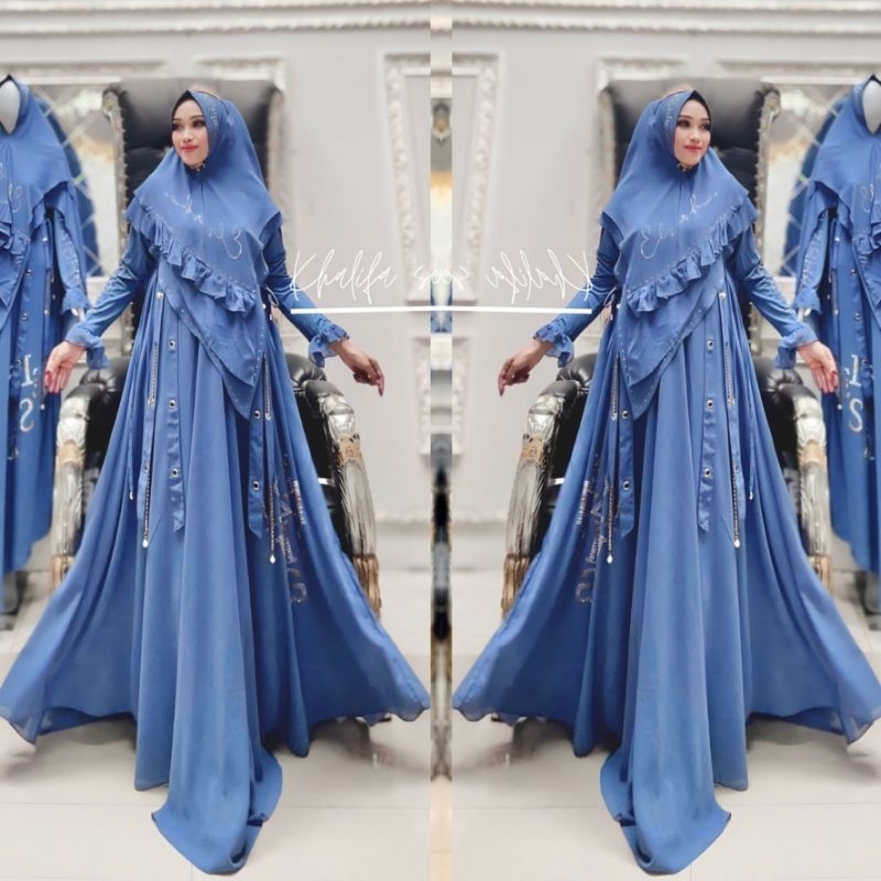 Mikayllaa El Hanan COD LD100-120 PB140 Busui Set Khimar Gamis Pesta Mewah Elegan Gamis Jumbo LD120 Baju Lebaran Model Baru