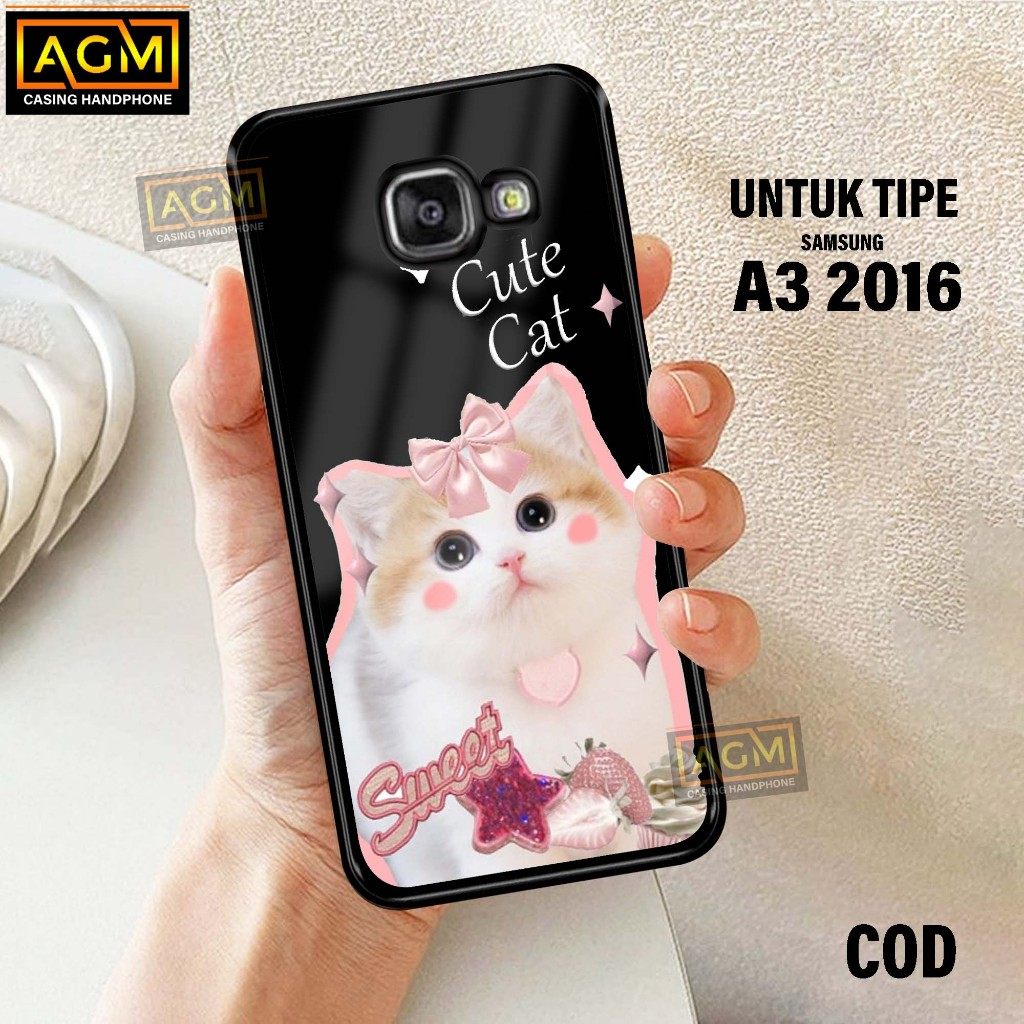 Case Samsung A3 2016 - New Case Glossy casing Hp Samsung A3 2016 [Motif CUTE CAT] - AGM Case softcas