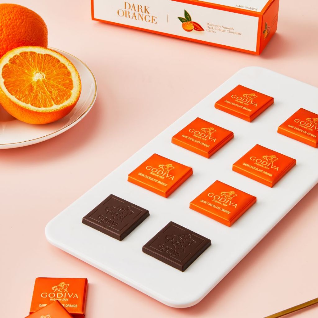 

Godiva Orange Dark Chocolate Carré Collection 21pcs