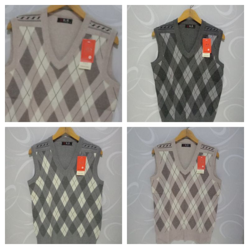 Rompi Rajut Pria Krah V Import / Vest Rajut