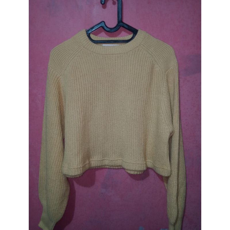 crop rajut tangan balon