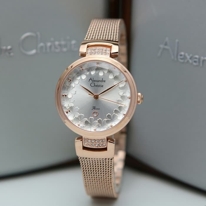 Jam Tangan Wanita Alexandre Christie AC2756 AC 2756 Rosegold White Original Garansi Resmi 1 Tahun