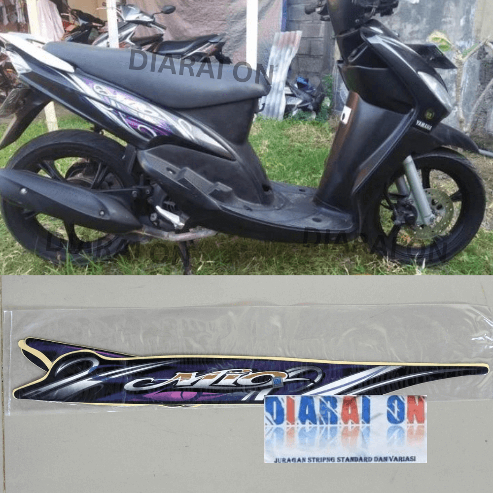 Stiker Striping Yamaha Mio Sporty 2010 - Mio Smile 2010 2011 Hitam Ungu Murah