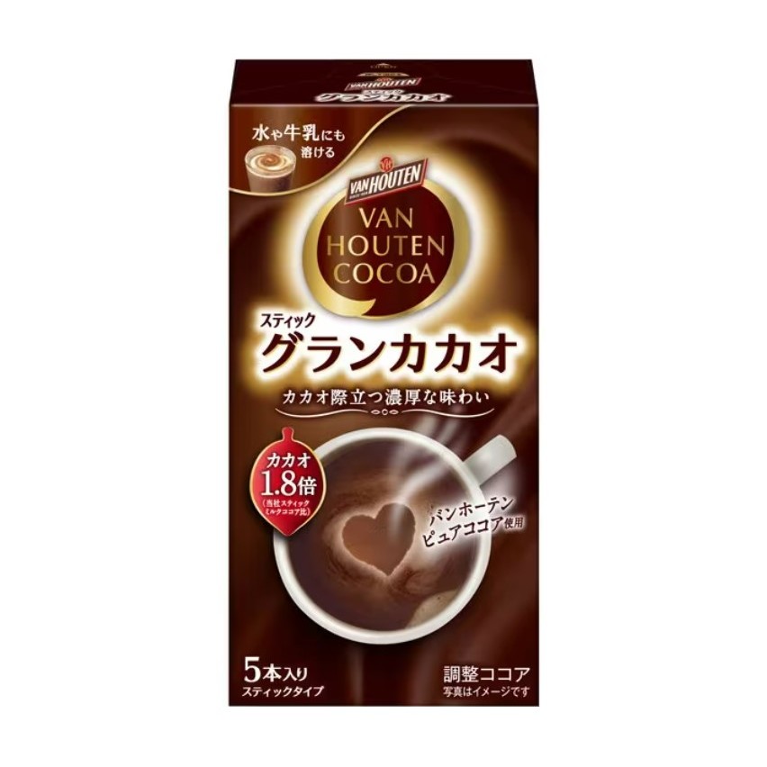 

Van Houten Grand Cacao (1 box isi 5 stick) | Minuman Cokelat Instan Van Houten | Van Houten Japan