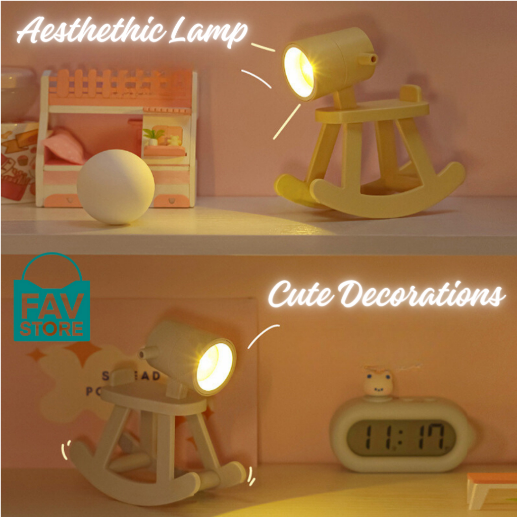 Aksesoris Kamar Tidur Aesthetic - Lampu Tidur Mini Aesthetic - Lampu Meja Unik Multifungsi Free Bate
