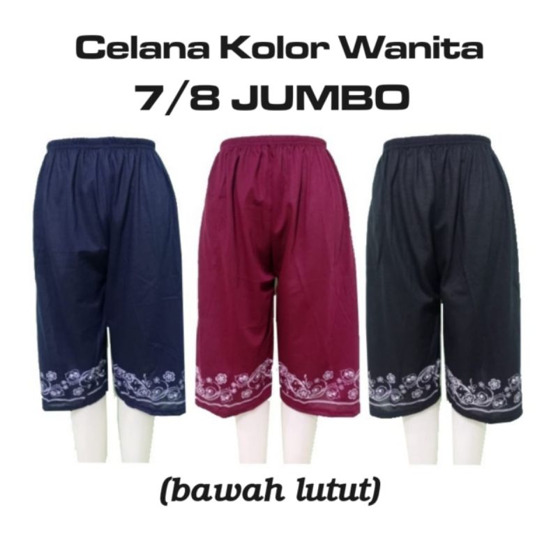 Celana kolor 7/8 wanita jumbo melar adem nyaman bahan kaos