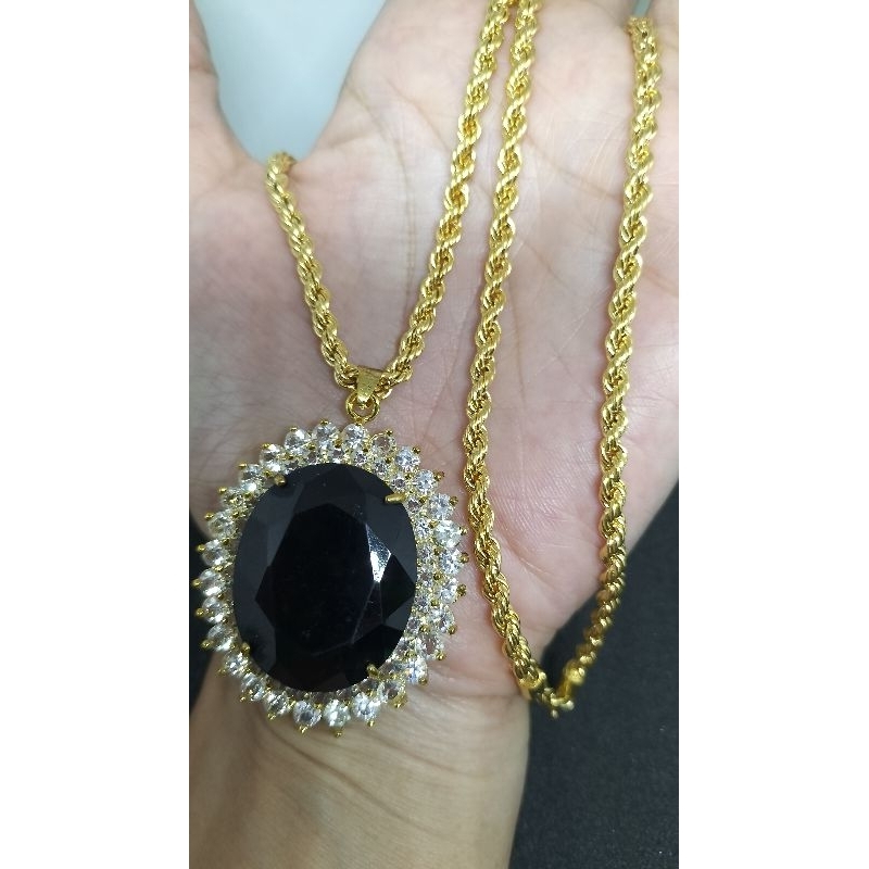 kalung model lilit lapis emas+liontin besar