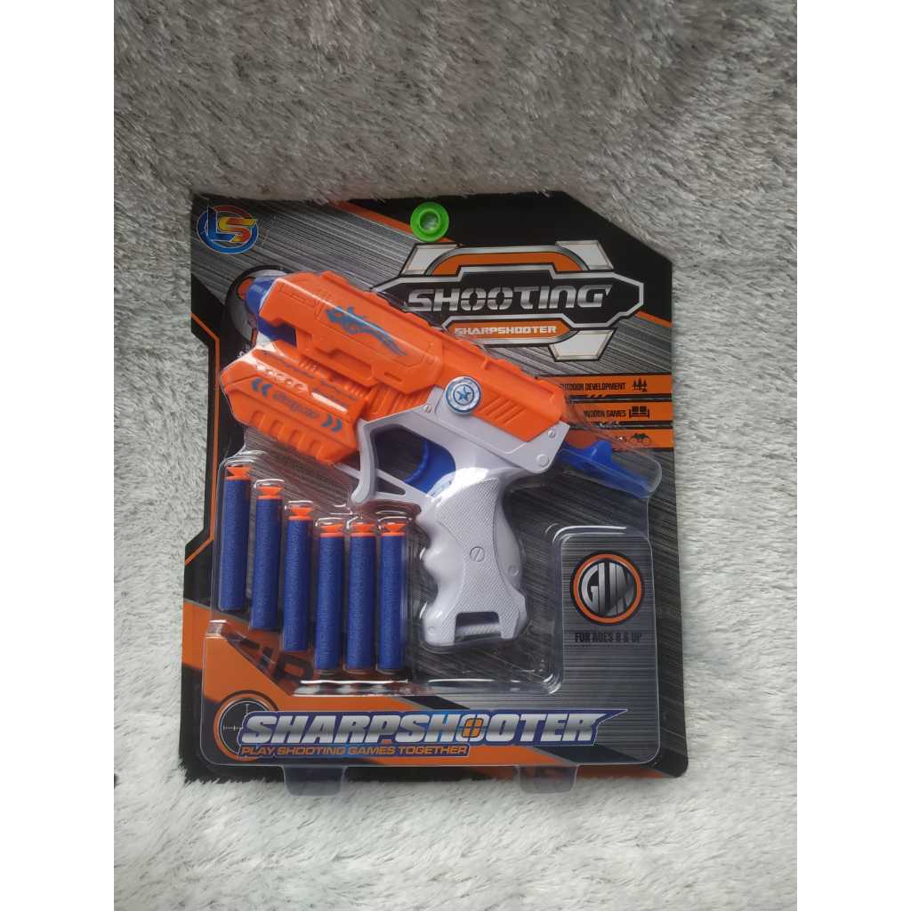 LG 4 MAINAN PISTOL TEMBAKAN SOFT GUN DENGAN PELURU BUSA SNI AMAN UNTUK ANAK ANAK