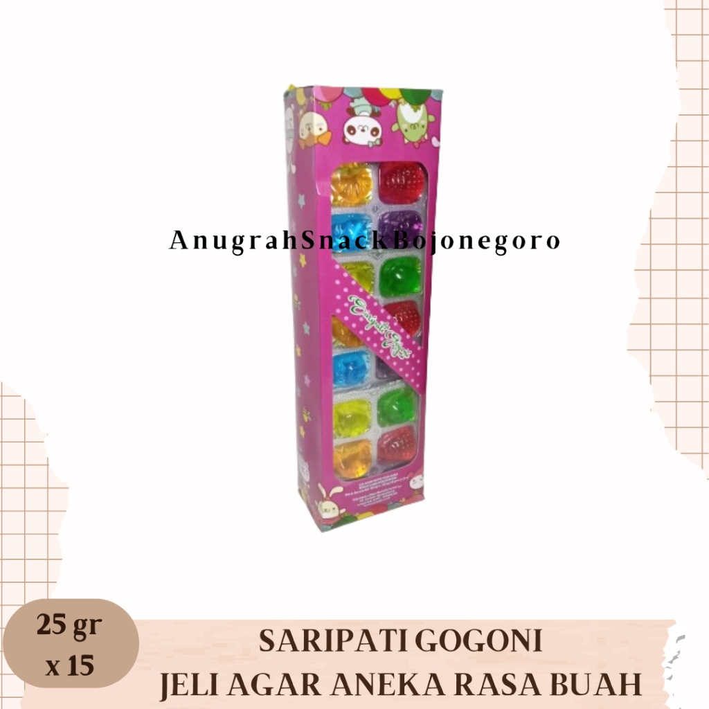 

Saripati Gogoni Jeli Agar Aneka Rasa Buah 25gr x 15