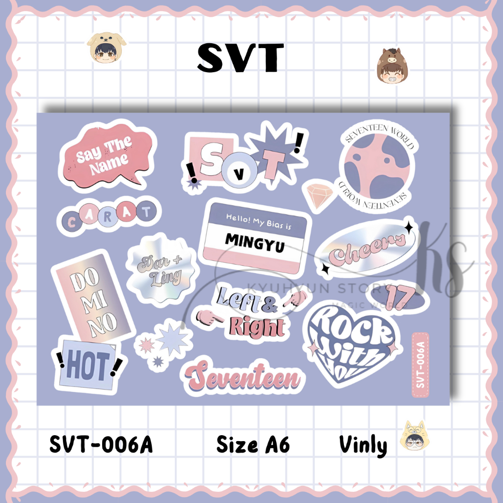Sticker Seventeen Carat Kpop Logo Lucu Art Aesthetic Stiker Vinly Deco Jurnal Laptop Hp Tumbler Mura