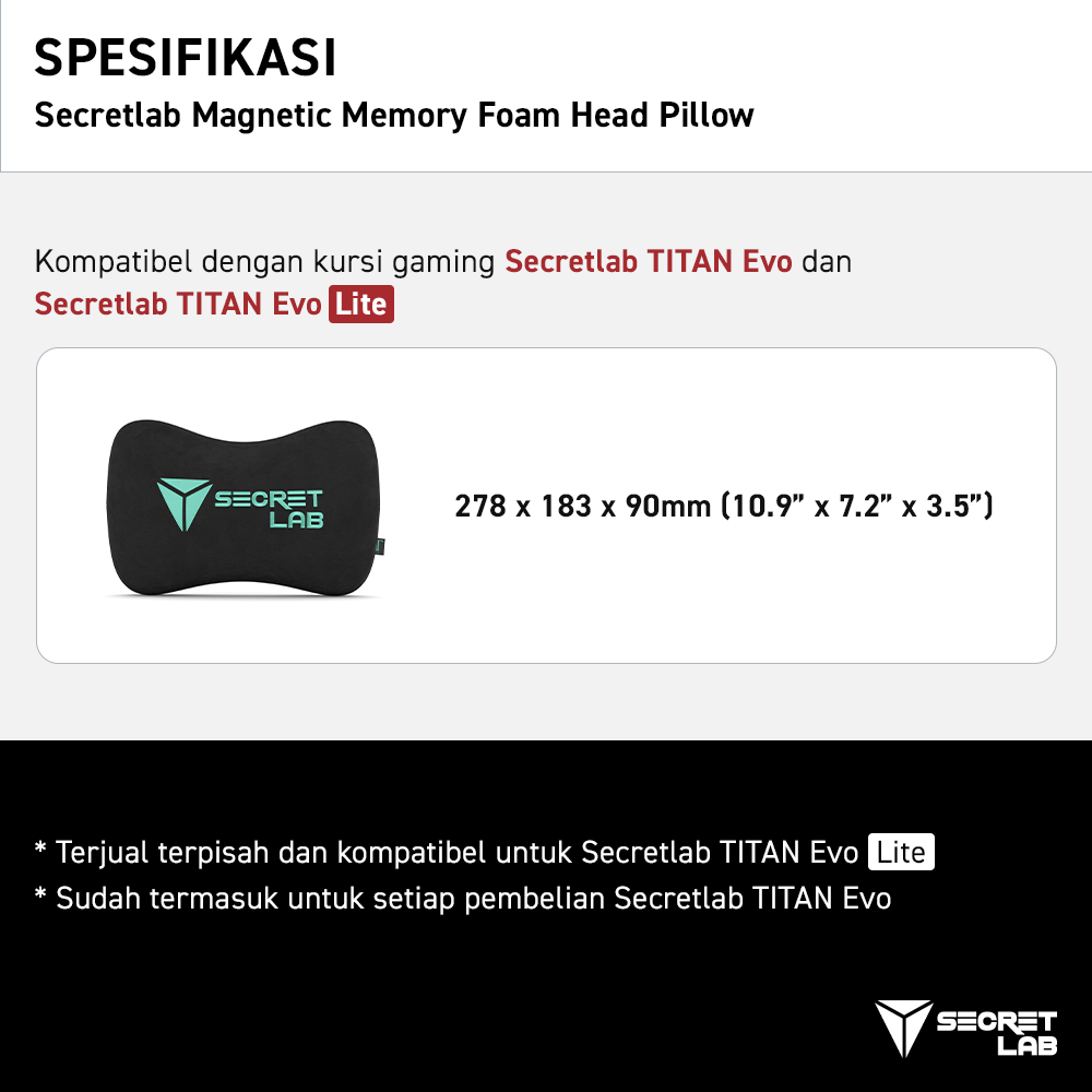 Secretlab Magnetic Memory Foam Head Pillow - Mint Green