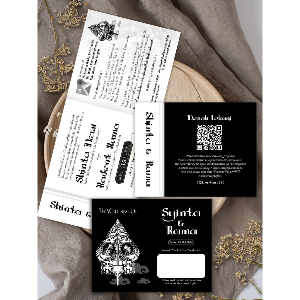 grosirundangan | Free Digital Website Undangan Pernikahan Elegan Mewah Glossy Premium Hitam Putih