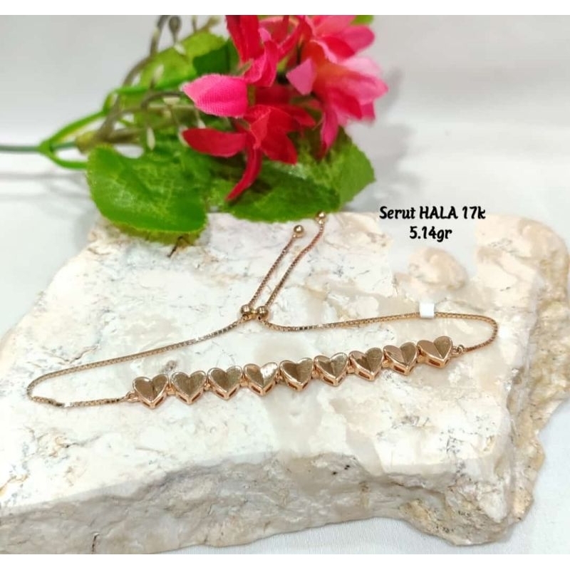 Gelang rantai emas 75 hati serut
