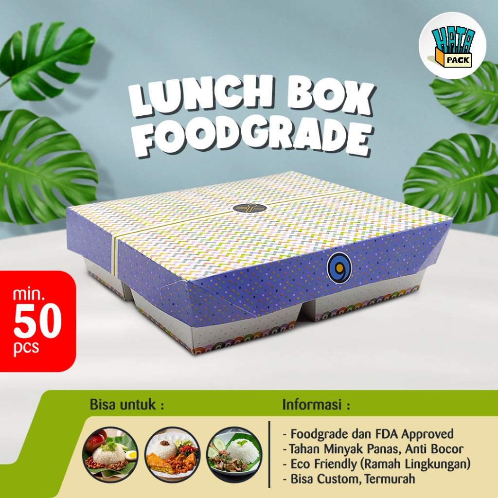 Lunch Box Sekat 4 / Tab Plus 4C 17 x 15 cm / Paper Box Sekat 4 / Kotak Makan Kertas Bekasi