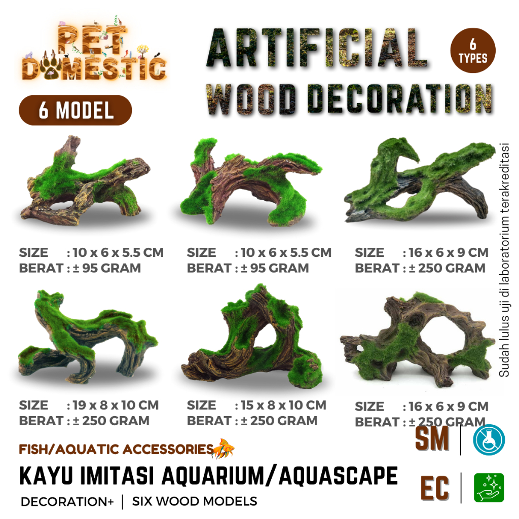 Lovemiauw Kayu Moss Imitasi Aquascape Hiasan Dekorasi Air Tenggelam Mini Kecil Besar Aquarium