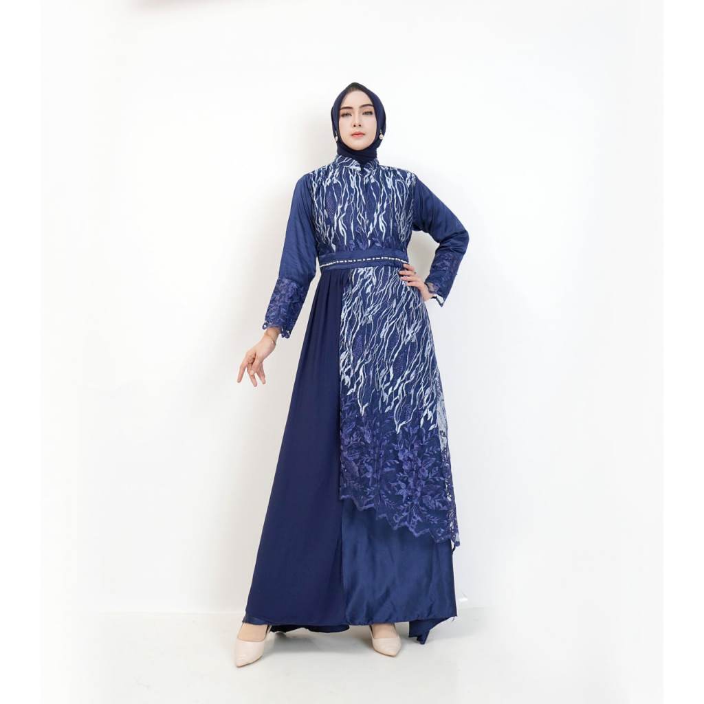 BARAJA | Gamis Hania 2 Tone Brokat | Gamis Kondangan Mewah | Gamis Kondangan Murah |  Gamis Brokat C