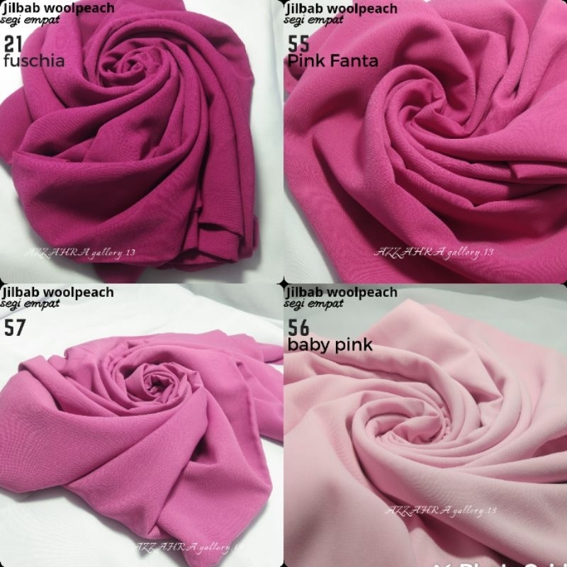 HIJAB SEGI EMPAT WOOLPEACH, FUSCHI, FANTA, FANTA MUDA DAN BABY PINK