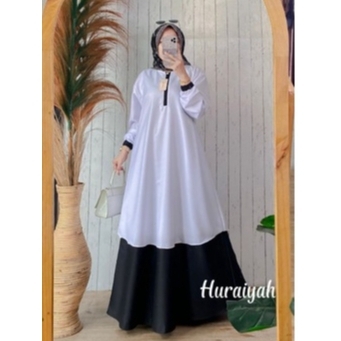 Gamis Kerja Hitam Putih TOYOBO HURAIYAH seragam kantoran guru asn
