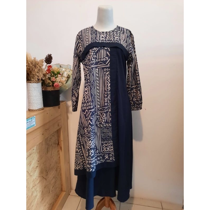 GAMIS POLOS KOMBINASI BATIK ETNIK