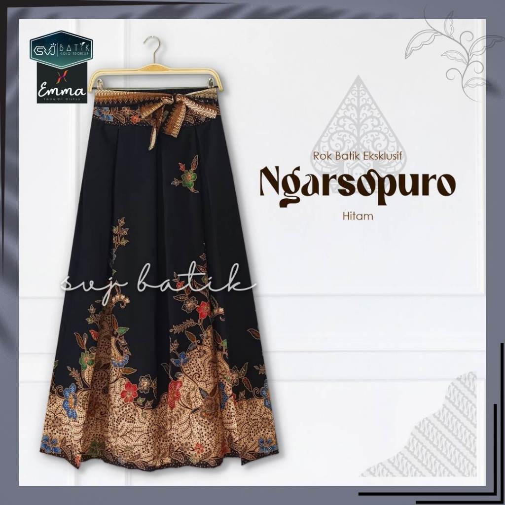 HARGA PRODUK Rok Bawahan Batik Rok Klok A Nyaman Pinggang Karet Rok Lebar Fit XXL Elegan Asli Solo
